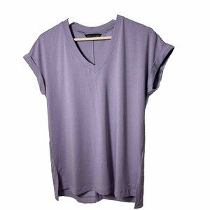 Banana Republic Womens Roll Sleeve Modal V-neck T-shirt Purple Soft Size XS